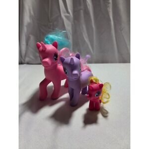 Vntg My Little Pony  Unicorn Figures Set of 3 Pink Purple Teal Hair Toys